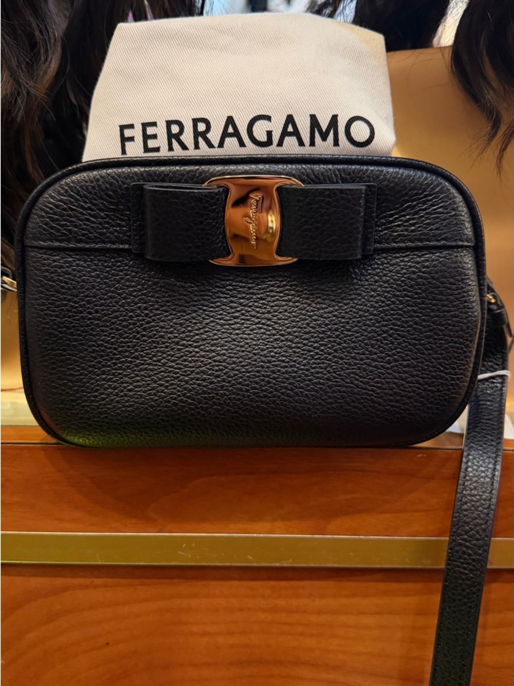 Salvatore Ferragamo cross body Black Vara Bow Leather Camera Bag